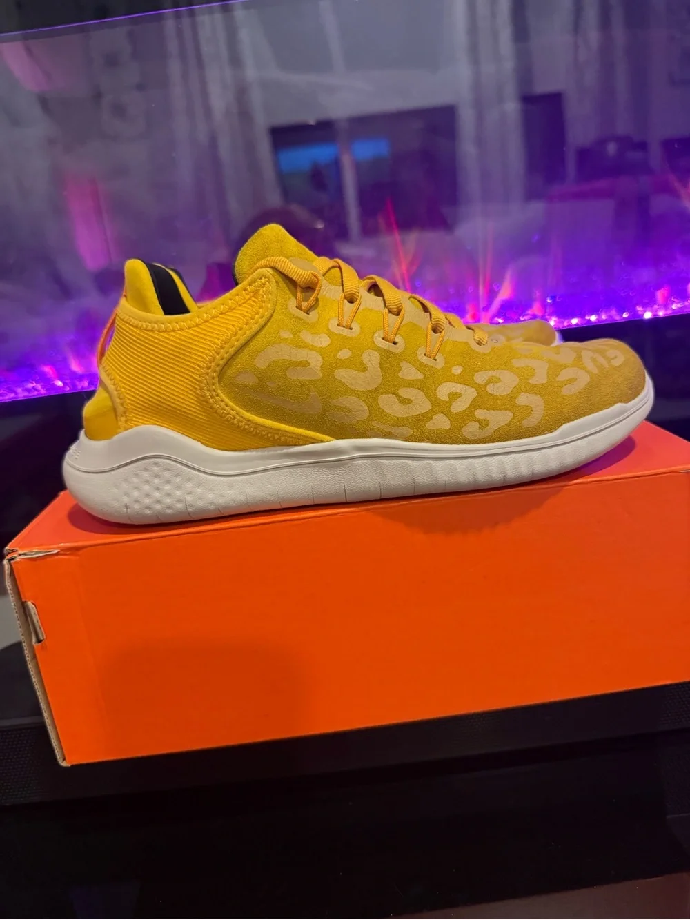 Nike Women’s Yellow Leopard-Print Free RN Sneakers